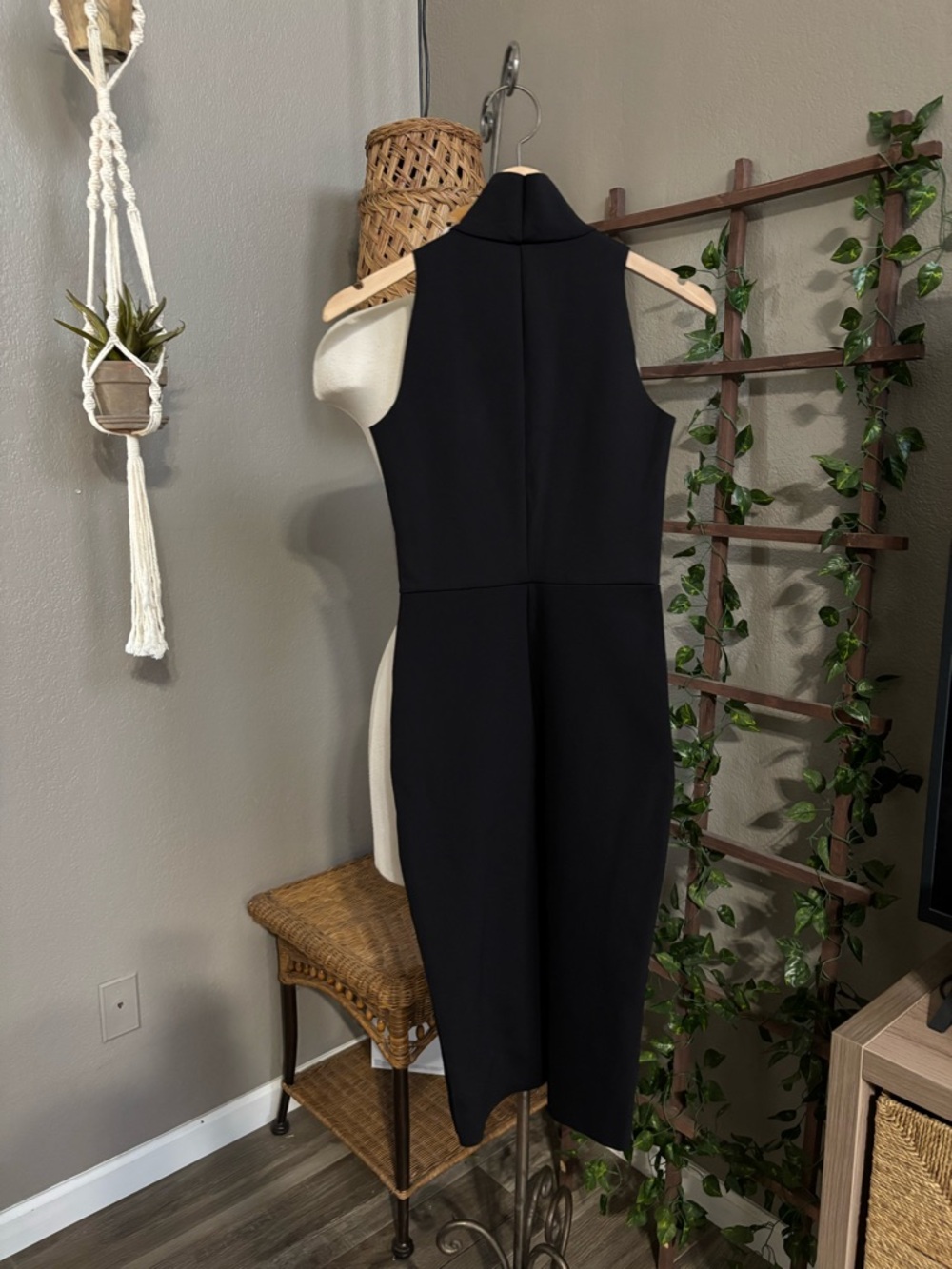 Commando Black Sleeveless Mock-Neck Midi Bodycon Dress - Picture 14 of 15